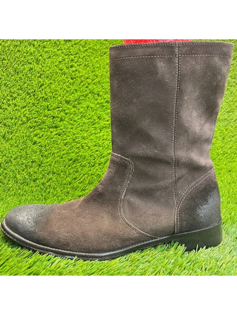 Cole Haan Mens Size 11.5 Chocolate Brown Classic Outdoor Suede Zip Up Boots